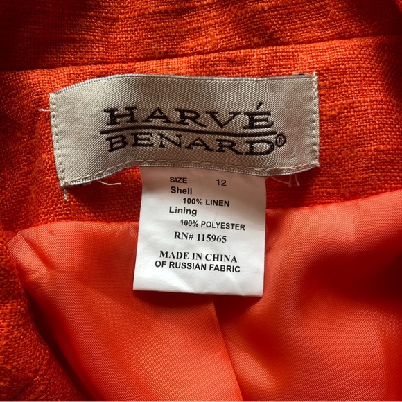 Harve Bernard Linen Blazer Womens 10 Orange Bright Career Wear Office Statement - Picture 4 of 12